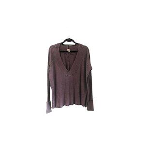 Free People We The Free Amethyst Vneck Long Sleeve Size Small Oversized Ribbed